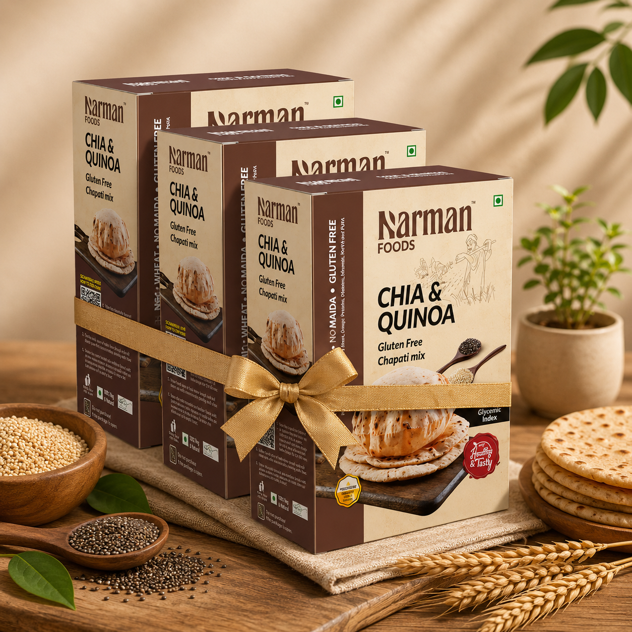 Narman Foods 3x Combo - Chia & Quinoa Gluten Free Chapati Mix