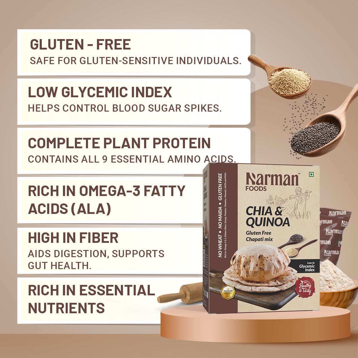 Narman Foods - Chia & Quinoa Gluten Free Chapati Mix