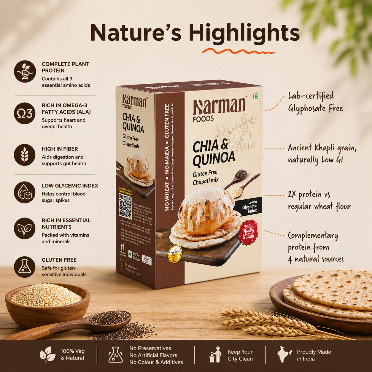 Narman Foods - Chia & Quinoa Gluten Free Chapati Mix